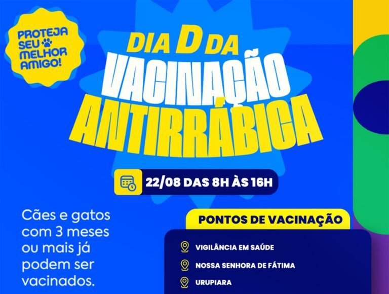 ‘Dia D’ da Campanha de Vacinação Antirrábica acontece neste sábado (22)